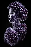 Placeholder: woman made of grapes and wine, x-ray style, black background