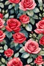 Placeholder: boho Watercolor Of Floral Pattern, pretty red roses, Flowers, Repeating Patterns, boho