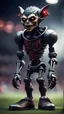 Placeholder: full figure portrait of a vampire werewolf robot goblin gremlin with soccer boots , in the style of Giger,bokeh like f/0.8, tilt-shift lens 8k, high detail, smooth render, down-light, unreal engine, prize winning