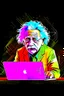 Placeholder: albert einstein in with laptop vivid colors