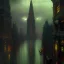 Placeholder: Skyline Gotham city by Jeremy mann, point perspective,intricate detail,john atkinson Grimshaw