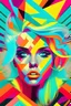 Placeholder: A vibrant, pop art-inspired portrait of a woman with kaleidoscope-patterned hair, using bold, geometric shapes and an eye-catching color palette to create a sense of movement and energy that radiates from her hair.