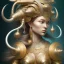 Placeholder: Sango fantasy, fantasy magic, intricate, sharp focus, illustration, highly detailed, digital painting, concept art, matte, art germ and Paul Lewin and Kehinde Wiley, masterpiece silver elephant head bronze Buddha Asian African girl nice breast Hawaiian hair turquoise golden waves