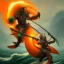 Placeholder: an ibis warrior in orange and green full battle armor, a highly detailed illustration, background of giant crashing ocean waves, realistic render, 8 k, micro detail, intricate, elegant, centered, digital painting, Artstation, smooth, sharp focus, illustration, artgerm, tomasz alen kopera, peter mohrbacher, donato giancola, joseph christian leyendecker, wlop, boris vallejo