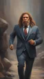 Placeholder: Hombre de Neandertal con traje, Pintura al óleo Arte digital 8k