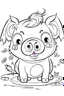 Placeholder: outline art for cute baby pig coloring page for kids, white background, sketch style, full body, only use outline, cartoon style, clean line art, no shadows, clear and well outlined