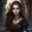 Placeholder: pretty girl, young, brown hair, conventionally attractive, tight top, curvy, fit, necromancer, sorcerer