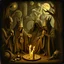 Placeholder: Daguerrotype close up some mysterious figures, odd background, ritual, Hieronymus Bosch Max Ernst ambient light, by Minicavio Quollati and Marlost Endgulp, Amano, Botticelli, Alphonse Mucha