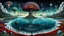 Placeholder: dreamlike inner world with uncontrolled mind and neurodivergens soul, alone human stands on floating island over surreal weird landscape with many little humans. island with deep dark colors. Whimsical strange style of Chagall, of Quentin Blake, and Yoshitaka Amano of Anton Semenov. weird absurd beauty nightmare, in background neuronic network, Whimsical surreal vibe, cinematic