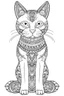 Placeholder: A simple coloring book page drawing with only thick black lines on a white background of a full length body of a kitten mandala of the cat breed FLAT-HEADED CAT with one tail in the minimalist style. No shading. No gray. No shadows. No color. This coloring book page would appeal to children aged sixteen through adults and have clean lines for a design that is easy to color. Style raw. Aspect ratio 9:11