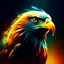 Placeholder: Surrealist eagle with glowing light from within, sunny colorful day, strange mysterious world