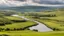 Placeholder: View across the valley in the Yorkshire Dales with beautiful clouds, late afternoon sunshine, stone walls enclosing the fields, gentle hills and valleys, river, calm, peaceful, tranquil, beautiful composition