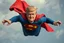 Placeholder: a thoroughly confused, frail, elderly and obese donald trump flying through the air dressed as superman