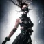 Placeholder: portrait of beautiful woman wearing ultra cyberpunk dystopian fashion, breathing mask, leather, tattered skirt, tubes and wires, stunning, mist and fog, 8k, high-quality, ultra-fine detail, Brian Froud, Howard Lyon, Anna Dittman, Anne Stokes, Selina French, Greg Rutowski