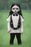 Placeholder: Wednesday Addams toddler, full body, bokeh, hyper realistic