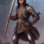 Placeholder: D&D character, male, long black hair, dark tan skin, artificer, holding gun, light armor, chain armor