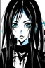 Placeholder: A brunette goth girl, in the style of Tite Kubo's Bleach