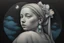 Placeholder: flower cut, girl with pearl earring S<AI in moonlight, shaded pastel and charcoal drawing, bioluminescent, holographic