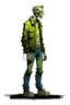 Placeholder: zombie, illustration, full body, standing, mean,, looking sideways,
