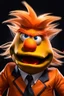 Placeholder: Waist up Angry muppet Portrait of Orange Donald J Trump as muppet doll, hair, president, photo studio, black background, unreal engine 5, concept art, art station, ray tracing, lumen lighting, ultra detail, volumetric lighting, 3d.