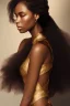 Placeholder: A black woman with long hair, fantasy setting, ethereal, soft lighting