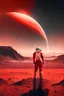 Placeholder: A photorealistic depiction of an astronaut standing on the surface of Mars, gazing upon a majestic Earthrise, with the red Martian landscape stretching into the horizon and dramatic lighting emphasizing the contrast between the two worlds.