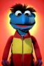 Placeholder: Waist up muppet Portrait, Nicolas maduro us muppet doll, Venezuelan president, tracksuit red blue and yellow, mustache, photo studio, red background, unreal engine 5, concept art, art station, ray tracing, lumen lighting, ultra detail, volumetric lighting, 3d.