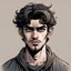 Placeholder: comic style, portrait, a young man, Persian, looks front, ugly, black eyes