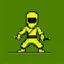 Placeholder: a pixel art-style, simple 64-bit Ninja with an yellow outfit