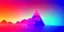 Placeholder: 3d rendering. Abstract futuristic neon background. Fantastic landscape with glowing geometric triangular frame and mountains