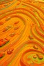Placeholder: A golden orange colored race course with fast cars designed in German folk art painted by Lucas van Leyden