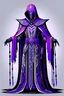 Placeholder: warlock, mask, robe, black with purple patterns, tall, ominous