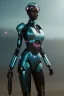 Placeholder: Beautiful portrait of african robot girl post-apocalypse robots in a cyberpunk city, sci-fi fantasy style, 8k,dark