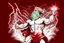 Placeholder: Detailed and realistic illustration of Greek god Zeus holding holding lightning. Vintage style illustration. Red and white lightning. Ultra high resolution.