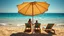 Placeholder: Mediterranean beach, sun lounger facing the sea, two human body hidden under big beach umbrella shade, couple hold hands, strong shadow geometry, sharp light and shadow contrast, turquoise sea, golden sand, sparkling water reflections, vibrant summer colors, crisp shadow edges, photorealistic, travel photography, HDR, cinematic lighting, ultra detailed, 8k, shallow depth of field --ar 16:9