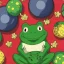 Placeholder: A green frog smiling, smiling with teeth, happy, fun. Night. Colorful market. Dark festival lights. Japanese lanterns. sparkle. torches. Bokeh, fisheye. party. confetti. playful. dance.