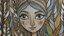 Placeholder: a close up of a painting of a woman's face, naive art, woodland, gray anthropomorphic, elf girl wearing an flower suit, aztec princess portrait, on wood, nika maisuradze, gardening, trending on devian art, childhood, freezing, abstract face, delightful