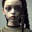 Placeholder: jenna ortega, wednesday addams hair style, wednesday make up, wednesday addams black dress, cinematic, addams family wednesday style, hyper detail, octane render, unreal engine 5, 8k resolation