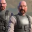 Placeholder: Walter White cyborg, 8k, tactical vest, helmet, gun.