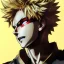 Placeholder: Detailed anime portrait of bakugo from my hero academia, gold hair and golden eyes, black suit, intricate details, full body portrait, keep head in frame, slight smile, black Japanese motif, concept art, highly detailed, digital painting, concept art, sharp focus, illustration, art by Yoji Shinkawa, WLOP and greg rutkowski and alphonse mucha and artgerm and yanjun Chen and Junji ito and Makoto Shinkai, HDR, octane render