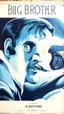 Placeholder: an old poster with the words"BIG BROTHER"(across top), the staring face of a man(middle, facing viewer), text "IS WATCHING"(across bottom), wwii era propaganda black and white printed poster on old paper
