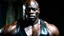 Placeholder: Adewale Akinnuoye-Agbaje x morris cheshunt as a handsome dark skinned and muscular heavy set man with a bald head and neatly trimmed beard. he is wearing a leather waistcoat and no shirt. he has a gold earing in his left ear. he has a angry expression on his face