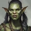 Placeholder: dnd, portrait of female half-orc druid, add tusks from her bottom jaw