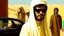 Placeholder: takistan life, oil painting. dr arab cover 1970, closeup dnd style. sunglasses, cape. lawrence of arabia. car race drag.