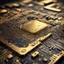 Placeholder: Hyper Realistic Grungy-Golden-Circuit-Board with a proper depth-of-field