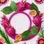 Placeholder: Round picture frame in the colors of dragon fruit on a light background to remove