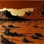 Placeholder: A copper brown dry arid prehistoric land painted by Andy Warhol