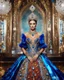 Placeholder: Gorgeous photography stand pose Beautiful super model Turkey dressing Luxury dress Queen colorful art conceptual, amazing artwork,close-up portrait,crystal diamonds shappire ornaments background