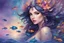 Placeholder: beautiful mermaid ,full figure, fish tail,watercolor, beautiful face, beautiful eyes, purple eyes, black hair, clean design, art station, splash of colorful paint, cute fishes, contour, hyperdetailed intricately detailed, unreal engine, fantastical, intricate detail, splash screen, complementary colors, fantasy concept art, 8k resolution, pale skin, twilight, extreme quality, extremely detailed, ultra-detailed face, ultra hd 8k,