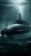 Placeholder: ,surrealism of the dark of a nightmare , hyper photorealistic, hyper detailed dark art color, high resolution, fog, octane render, tilt shift, HDRI Environment, all pictures dark gray, a torpedo is going toward a submarine under water
